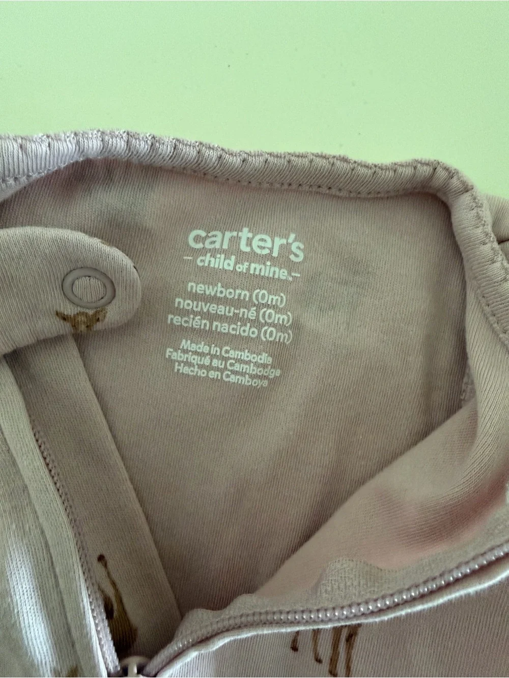 Carter's Mauve Deer-Print Footed One-Piece